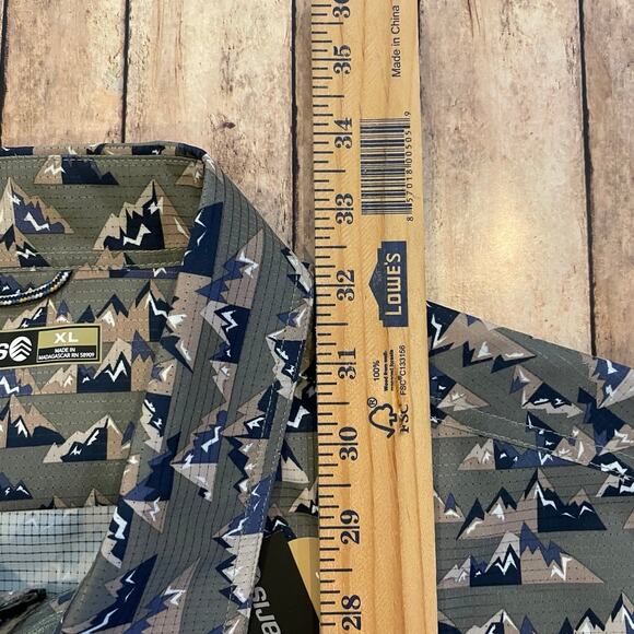 NWT Solaris Men's Mountain Motif Button-up Short Sleeve Shirt Sz: XL - Picture 9 of 10